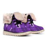 Purple Argyle Pattern Print Winter Boots