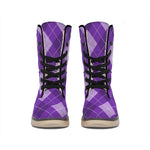 Purple Argyle Pattern Print Winter Boots