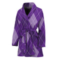 Purple Argyle Pattern Print Women's Bathrobe