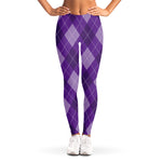 Purple Argyle Pattern Print Women's Leggings