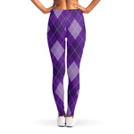Purple Argyle Pattern Print Women's Leggings