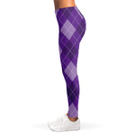 Purple Argyle Pattern Print Women's Leggings