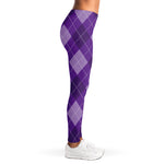 Purple Argyle Pattern Print Women's Leggings
