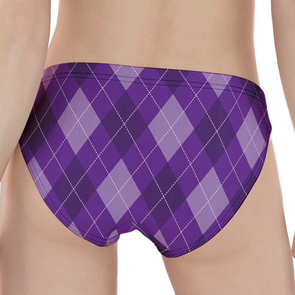 Purple Argyle Pattern Print Women's Panties