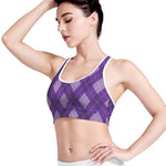 Purple Argyle Pattern Print Women's Sports Bra
