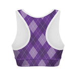 Purple Argyle Pattern Print Women's Sports Bra