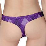 Purple Argyle Pattern Print Women's Thong