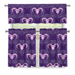 Purple Aries Zodiac Pattern Print 3 Piece Kitchen Curtains