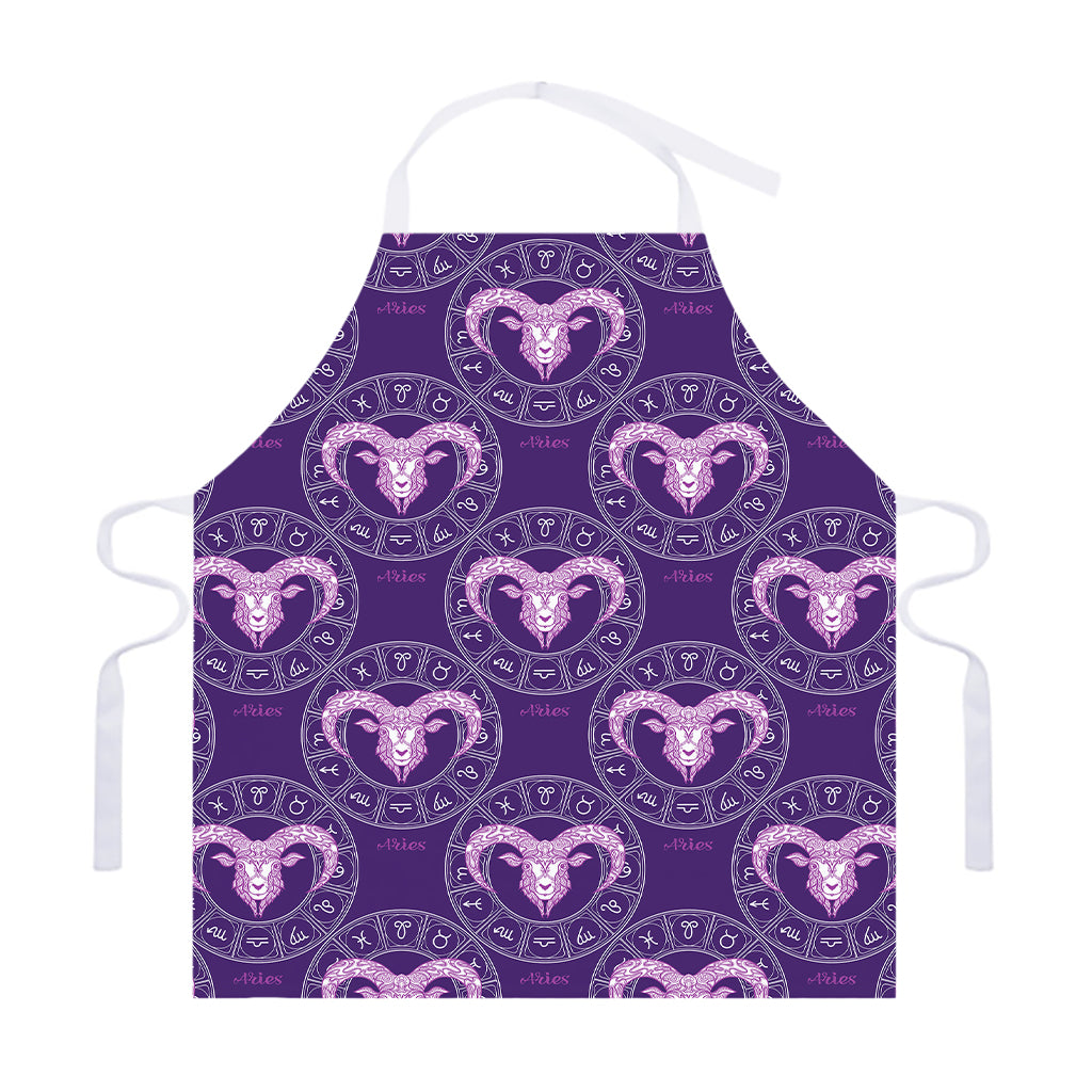 Purple Aries Zodiac Pattern Print Adjustable Apron