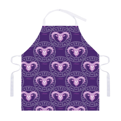 Purple Aries Zodiac Pattern Print Adjustable Apron