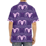 Purple Aries Zodiac Pattern Print Aloha Shirt