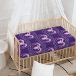Purple Aries Zodiac Pattern Print Baby Crib Sheet