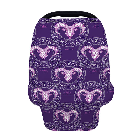 Purple Aries Zodiac Pattern Print Baby Seat Cover