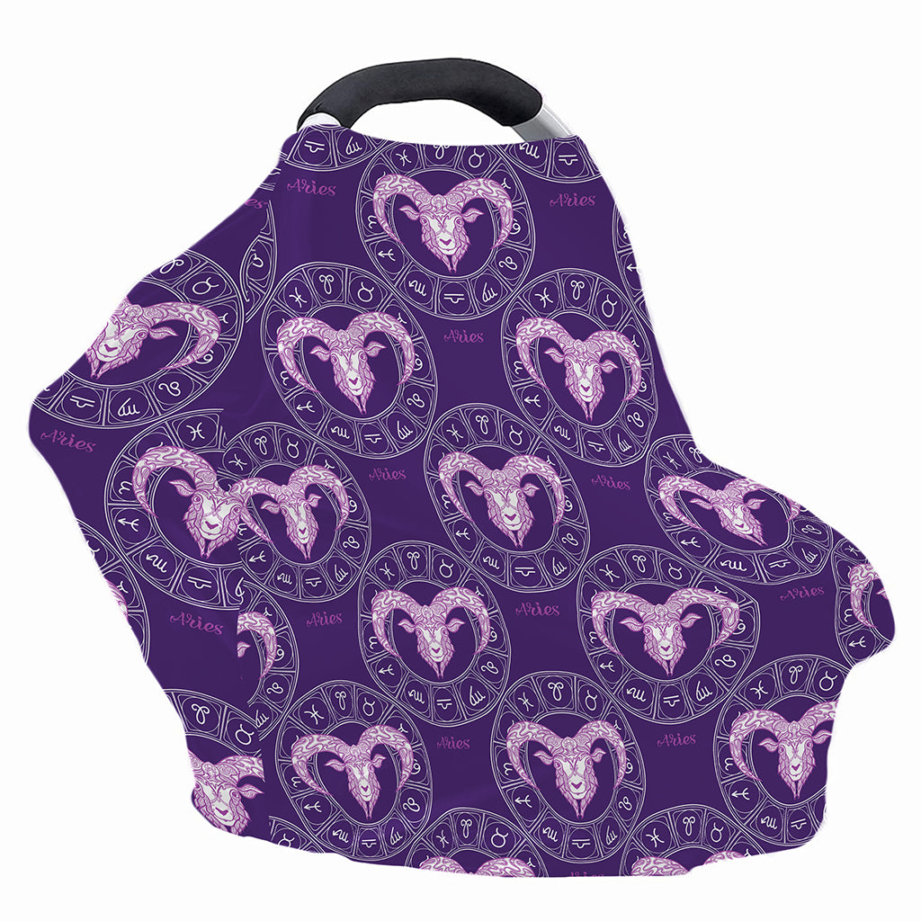 Purple Aries Zodiac Pattern Print Baby Seat Cover