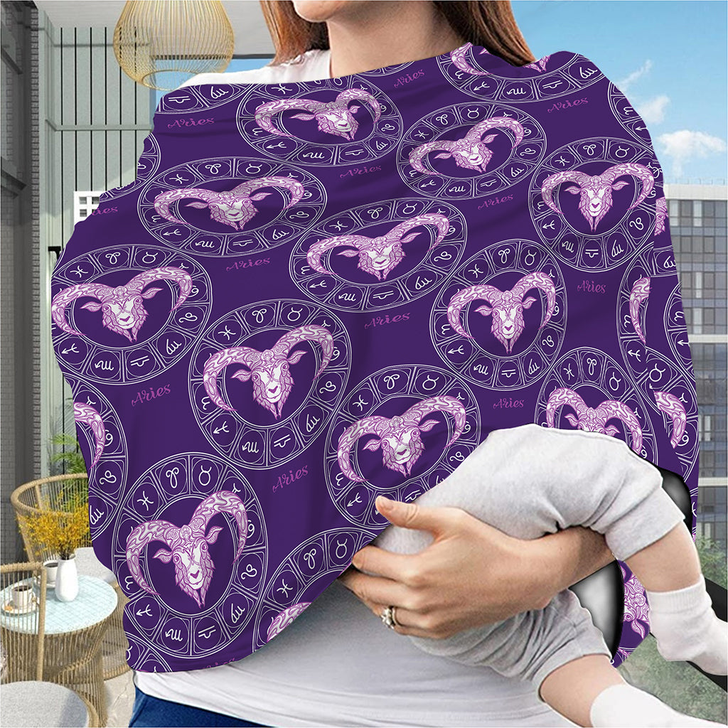 Purple Aries Zodiac Pattern Print Baby Seat Cover