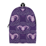 Purple Aries Zodiac Pattern Print Backpack
