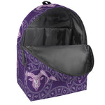 Purple Aries Zodiac Pattern Print Backpack