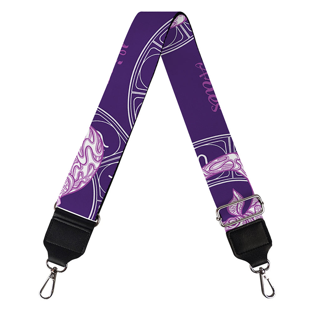 Purple Aries Zodiac Pattern Print Bag Strap