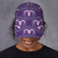 Purple Aries Zodiac Pattern Print Baseball Cap