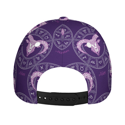 Purple Aries Zodiac Pattern Print Baseball Cap