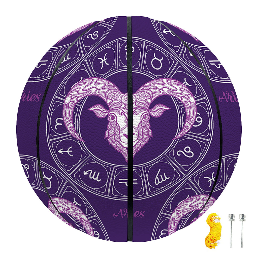 Purple Aries Zodiac Pattern Print Basketball
