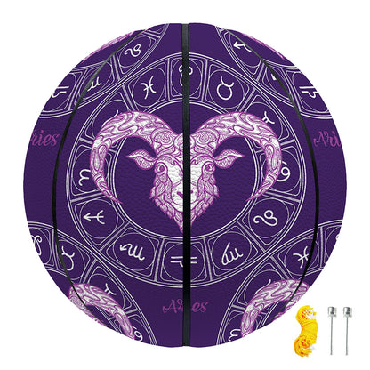 Purple Aries Zodiac Pattern Print Basketball