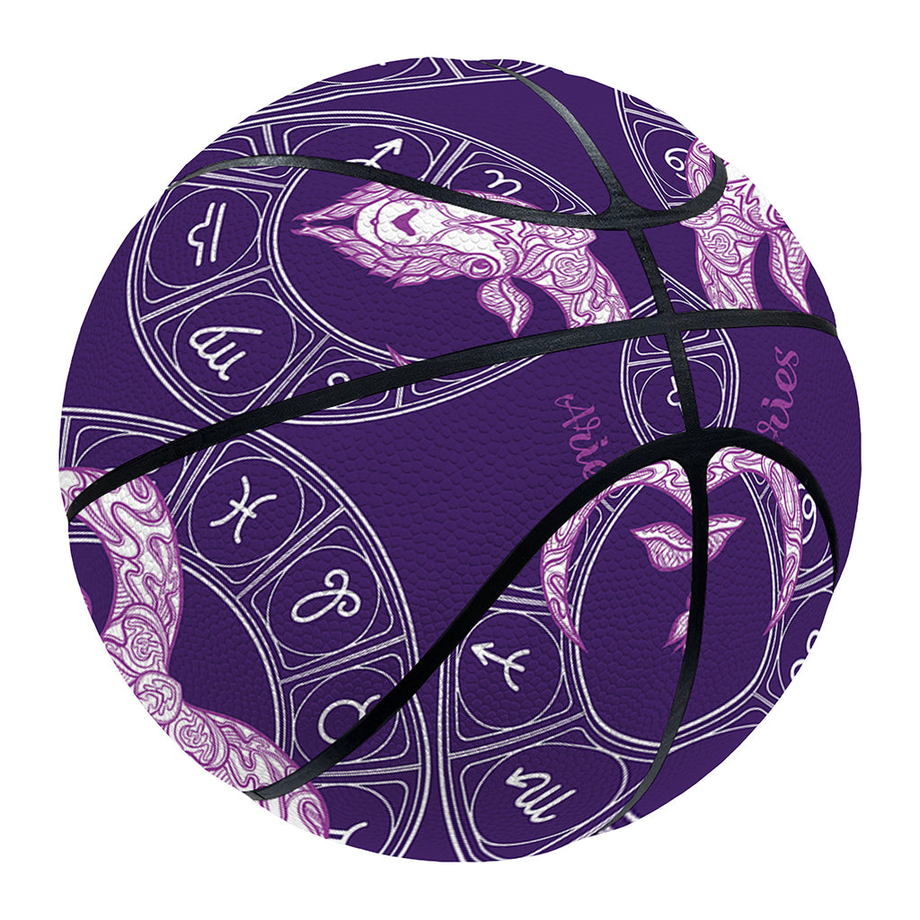 Purple Aries Zodiac Pattern Print Basketball