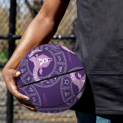 Purple Aries Zodiac Pattern Print Basketball