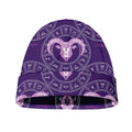 Purple Aries Zodiac Pattern Print Beanie