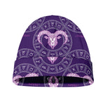 Purple Aries Zodiac Pattern Print Beanie