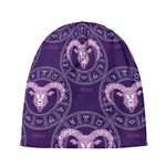 Purple Aries Zodiac Pattern Print Beanie