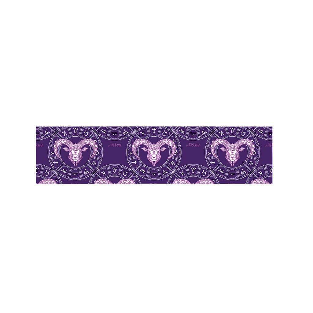 Purple Aries Zodiac Pattern Print Bed Runner