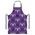 Purple Aries Zodiac Pattern Print Bib Apron With Pocket