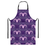 Purple Aries Zodiac Pattern Print Bib Apron With Pocket