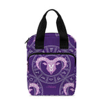 Purple Aries Zodiac Pattern Print Bible Tote Bag