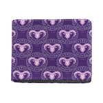 Purple Aries Zodiac Pattern Print Bifold Wallet