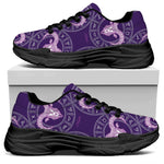 Purple Aries Zodiac Pattern Print Black Chunky Shoes