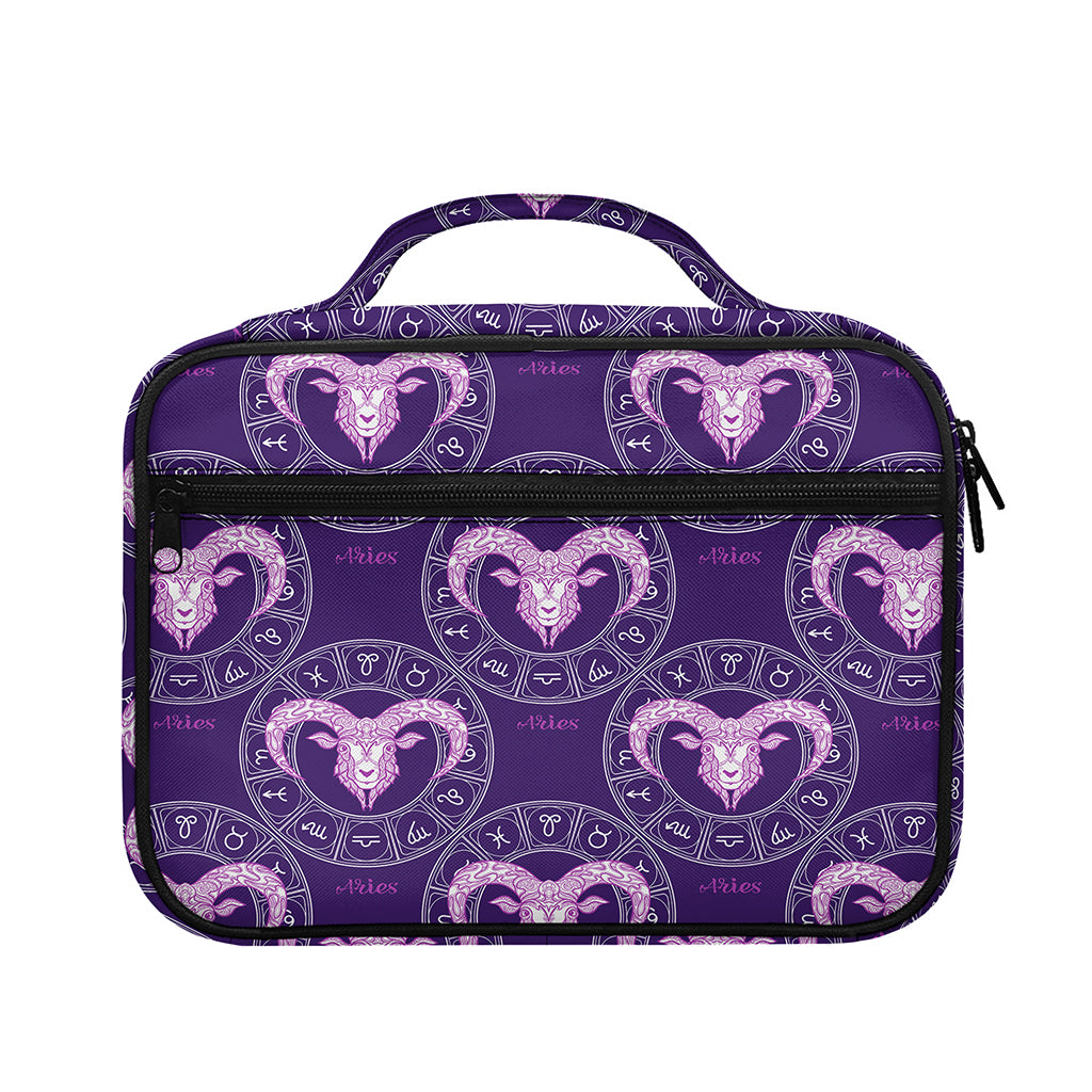 Purple Aries Zodiac Pattern Print Briefcase Bible Bag