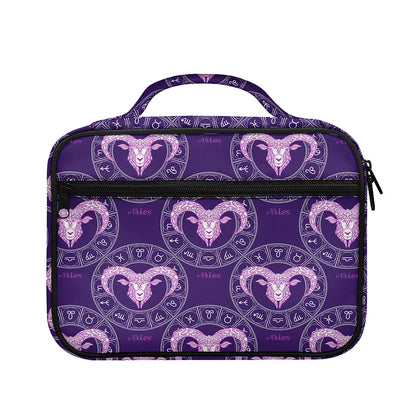 Purple Aries Zodiac Pattern Print Briefcase Bible Bag