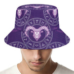 Purple Aries Zodiac Pattern Print Bucket Hat