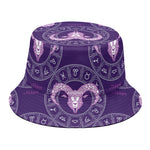 Purple Aries Zodiac Pattern Print Bucket Hat