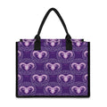 Purple Aries Zodiac Pattern Print Canvas Tote Bag