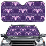 Purple Aries Zodiac Pattern Print Car Windshield Sun Shade