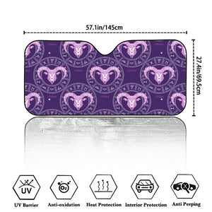 Purple Aries Zodiac Pattern Print Car Windshield Sun Shade