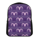 Purple Aries Zodiac Pattern Print Casual Backpack