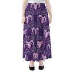 Purple Aries Zodiac Pattern Print Chiffon Maxi Skirt