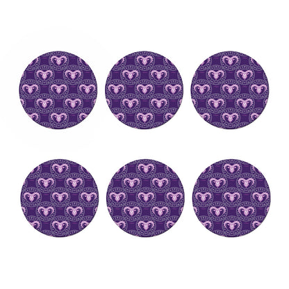 Purple Aries Zodiac Pattern Print Coaster Set