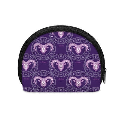 Purple Aries Zodiac Pattern Print Coin Purse