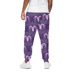 Purple Aries Zodiac Pattern Print Cotton Pants