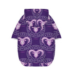 Purple Aries Zodiac Pattern Print Dog Zip Up Hoodie